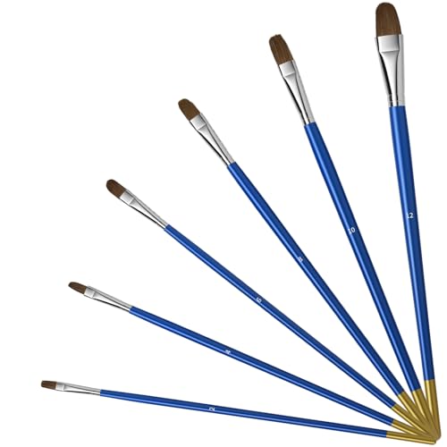 Pincéis língua de gato para pintura acrílica/aguarela/óleo/guache profissional 6 peças, Lokaloka pincel de cabelo de cavalo de acrílico temperamento Set Artist com cabo de madeira