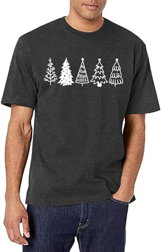 Christmas Shirts Men's The Most Wonderful Time of The Year Tee Xmas Plaid Tree Shirt Casual Holiday Tops2