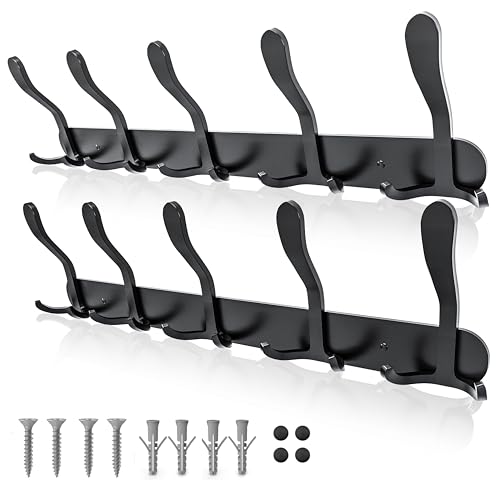 Britmart Black Coat Hooks Wall Mounted-2 PCS| Durable Stainless Steel- Smart Design - Space Saving Wall Coat Rack Wall Mounted | Easy Installation-Coat Hook Hang Coats, Hats & More-Smooth Finish