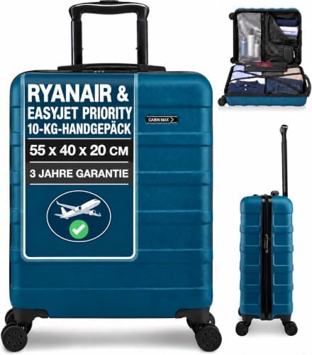 Cabin Max Handgepäck Koffer groß Trolley Handgepäck 55x40x20 Reisekoffer | 55x40x20 cm, Ryanair, EasyJet, Wizz Air, British Airways, Jet2, Vueling, Iberia, Air France, Lufthansa, H