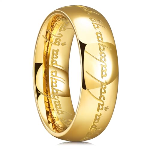 King Will 8mm Tungsten Carbide Ring for Men Black/Silver/Gold Plated Wedding Bands High Polished Beveled Edge Comfort Fit
