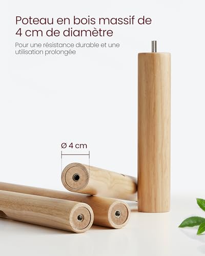 VASAGLE Portemanteau, Support sur Pieds, 8 Crochets, Bois d'Hévéa – vue 4