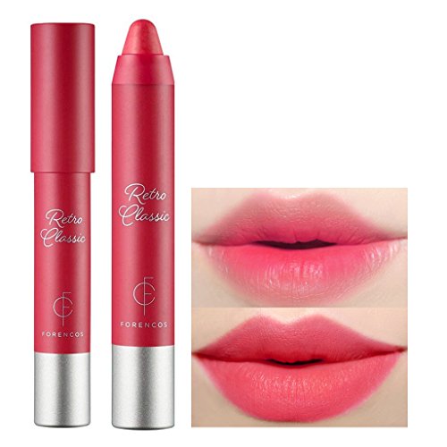 [FORENCOS] Retro Classic Lip Crayon 2.5g (Retro Pink) - Creamy Velvet Finish Lip Balm Stick, Vibrant Color Light Adhesion Lip Crayon, Lip Moisturizing with Rose Hip Oil and Shea Butter