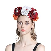 Obotsnoi Totenkopf Haarreif Mit Blumen - Halloween & Cosplay Accessoire
