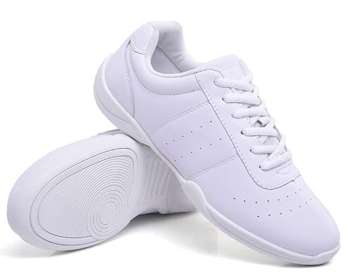 Wuiwuiyu Adult Youth Women's White Cheerleading Shoe Sport Dance Training Competition Tennis Sneakers Cheer Shoes Size 9 #TOP3