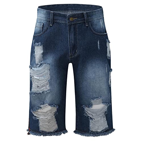 Short en jean pour homme denim usé délavé été ajusté