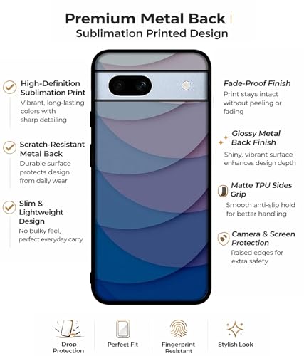 Image of Waves Pattern Print Design Premium 2D Printed Metal Back Case Cover for Google Pixel 7A 5G