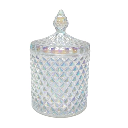 ASTRQLE 1 bocal en verre à facettes en cristal avec couvercle décoratif pour sucre, bonbons, biscuits, biscuits, pour la maison, la cuisine, un buffet, une...