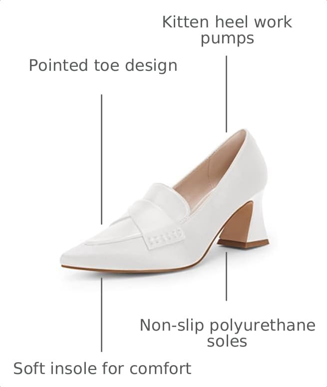 Image of Women's Chunky Block Low Heels Pumps Stitching Retro Work Office Dress Shoes
