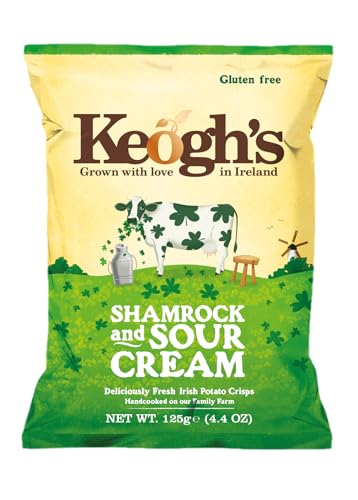 Keogh's Shamrock And Sour Cream Crisps 3x125 Grams Deliciously fresh Irish potato crisps