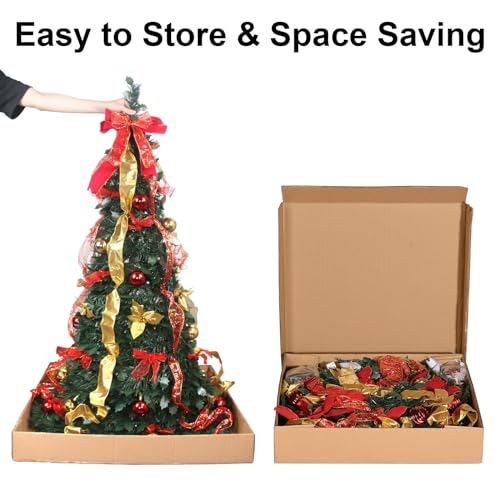 Dunchaty Pre-Lit Christmas Tree - 6.5 Ft Fully Decorated Pull Up Christmas Tree With Remote thumb #5