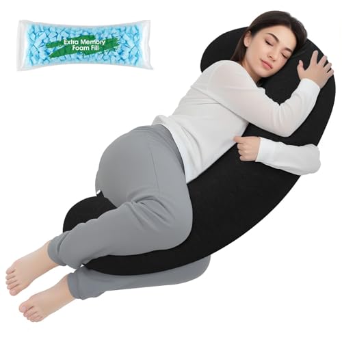 TranquilRelax C Shaped Body Pillow for Side Sleepers, Black-35 * 10"