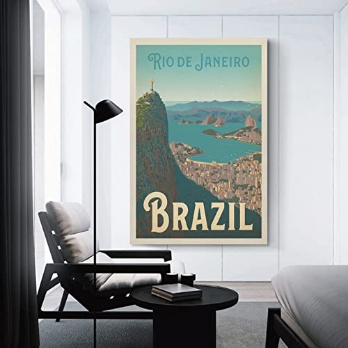 Vintage Travel City Poster Rio De Janeiro Brazil Poster Decorative Painting Canvas Wall Posters And Art Picture Print Modern Family Bedroom Decor Posters 12X18Inch(30X45Cm) #TOP2