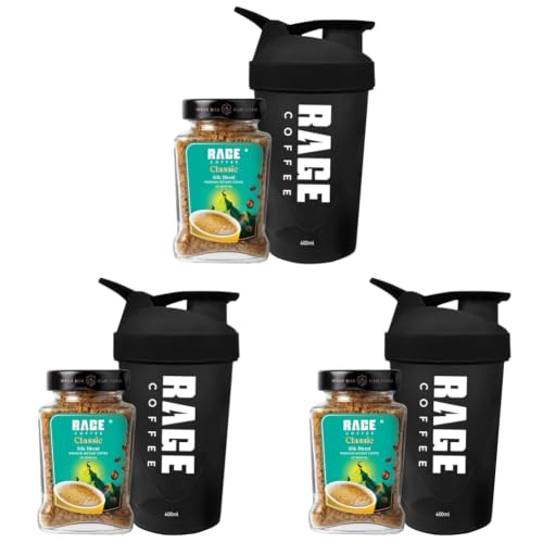 Image of Rage Coffee Silk Blend Classic 60 GMs Instant Coffee Jar + Multi-purpose Shaker 400 ML (Pack of 3)