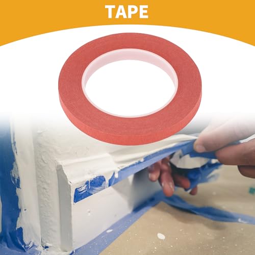 Image of 1 Pc Painters Tape Masking Master Tape Easy Removal Red 5000x1.2x0.01cm / 54.68 Yards x 0.47 Inches x 140um