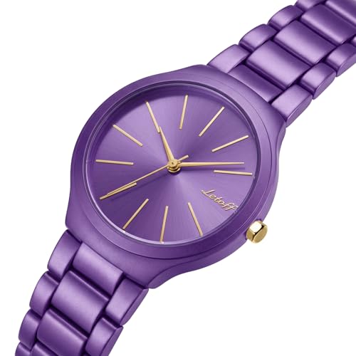 Image of Letoff Women's Wrist Watch, Big Dial Metal Strap, 100 ft Waterproof, Multicolor Casual Fashion Watch