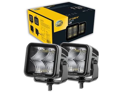 HELLA 1FA 358 176-811 LED-Faro de carretera - Black Magic Cube Kit 3.2' - 12/24V - montaje exterior - Iluminación campo cercano - Cable: 500mm - Conector: Conector DEUTSCH - Juego - Cant.: 2