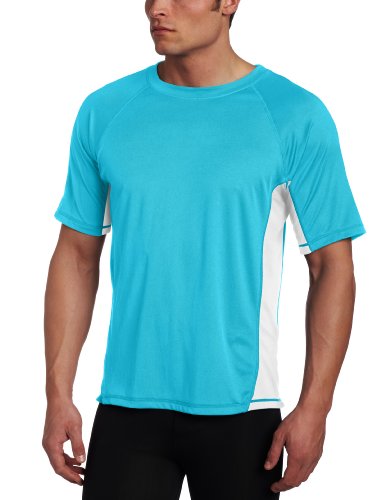 Kanu Surf Men's CB Rashguard UPF 50+ Swim Shirts (Regular & Extended Sizes), Aqua, Medium