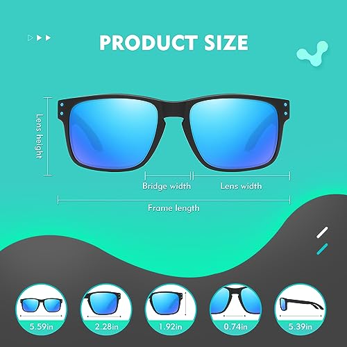 Polarized Sunglasses for Men Women Sports Sun Glasses Classic Rectangular Shades UV400 Protection for Men Women Sports Outdoor Driving Fishing Sunglasses