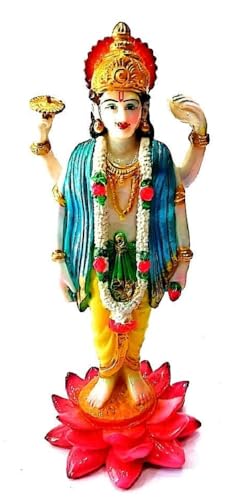 Image of Marble Look Vishnu Ji Idol for Home, Temple, Puja, Worship, Shop, Office, Living Room Decor (Multicolour, 10 inch)