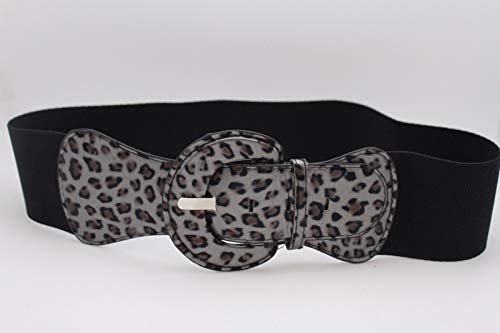 TrendyFashionJewelry Women Belt Hip Elastic High Waist Fit Size XS S M Black Silver Animal Print Leopard4
