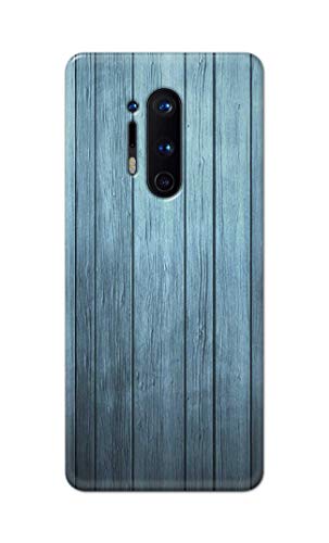 Image of Printed Hard Back Cover Case for OnePlus 8 Pro Back Cover (Wooden Blue) -1302