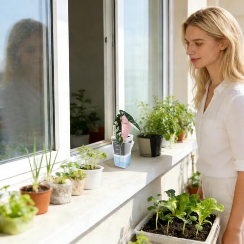Blumentopf - Vaso per piante semi idro autoirrigante, trasparente, per talee e piantine, ideale per interni e balconi, facile da pulire