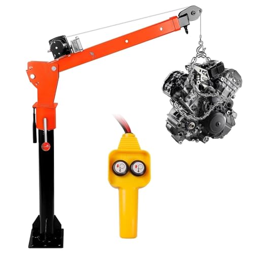 1100 lbs Electric Pickup Truck-Mounted Crane - with 2000 lb 12V Electric Winch, Suitable for Lifting Goods in Construction Sites, Factories & Vehicle Maintenance Yards