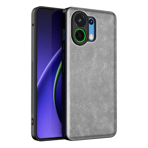 Image of Kapa Tux Leather Back Cover for Oppo K13 Turbo / K13 Turbo Pro | Slim Shockproof Camera Protection Bumper Case (Grey)