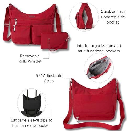 Image of Baggallini womens Everywhere Bagg Crossbody Women 11x9 Lightweight Nylon Hobo Water-resistant Travel Bag W /Rfid