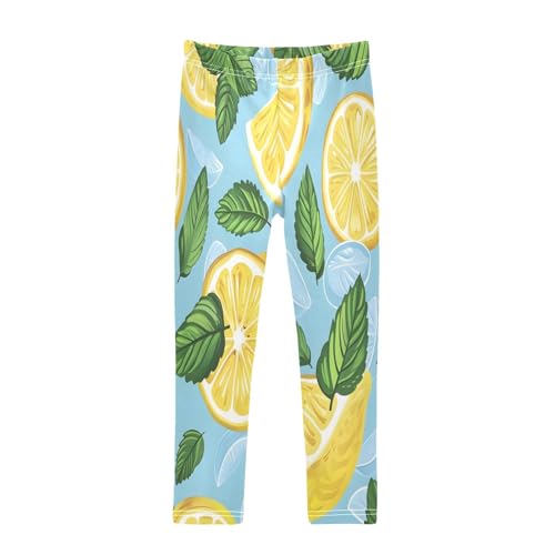 Bolaz Toddler Girls Leggings Printed Yoga Pants Leggings Lemon Mint Leaves for Kids