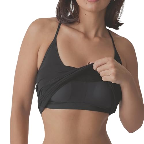 Klassy Network Solid Strappy Racerback Brami Tank-Top for Women - Built-in Bra Full Length U-Neck Tank with Spaghetti Straps2