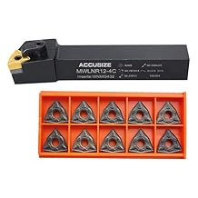 Accusize Industrial Tools MWLNR-12-4C 3/4 Indexable Turning Tool Holder Kit, 5 OAL, with 10 Carbide WNMG432 Inserts, Right-Hand, 2316-0008INS2