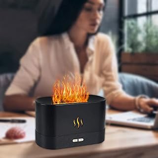 Essential Oil Diffuser,180ml Flame Aromatherapy Diffusers Humidifier for Home with Ultrasonic Mist,Electric Aroma diffuser 2 Modes with Waterless Auto-Off Protection for Yoga, Reading, SPA, Sleeping