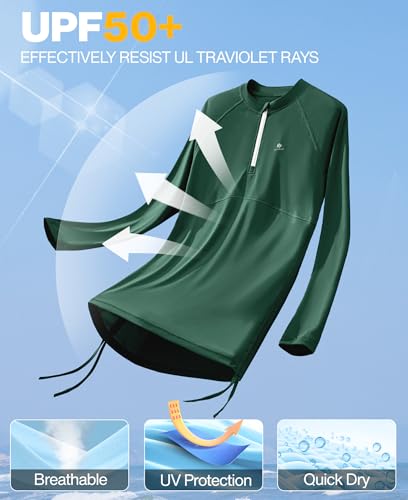 Image of Heathyoga Rash Guard for Women UPF 50+ UV Sun Protection Swim Shirt for Woman Long Sleeve Swimsuits Bathing Suit Tops