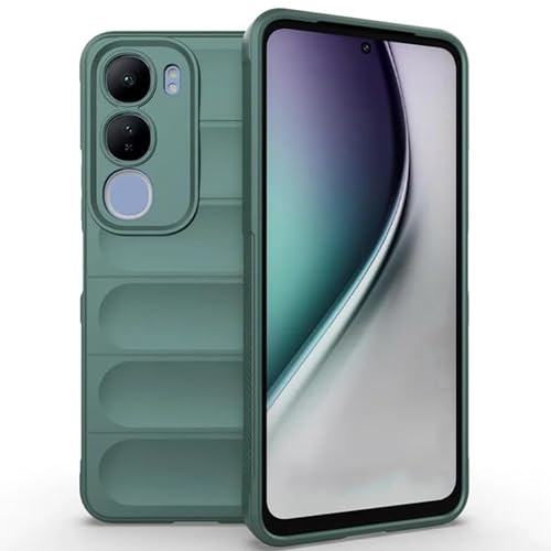 Image of amazon basics Back Case Cover for Vivo Y29 5G | Compatible for Vivo Y29 5G Back Cover | Liquid Silicon Magic with Camera Protection | Dark Green