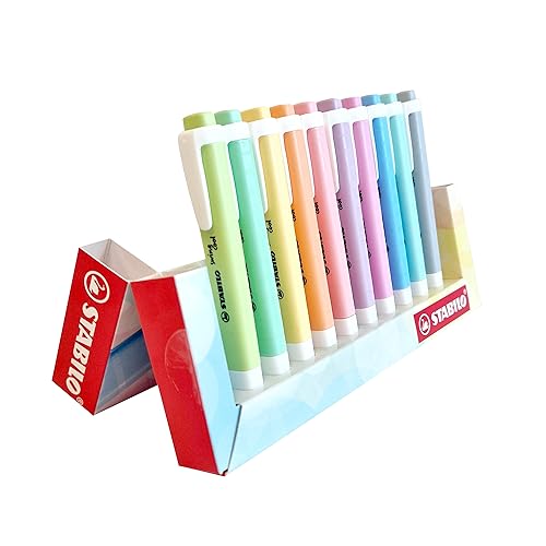 STABILO swing cool Pastel - Juego de 10 subrayadores (10 unidades, con 10 colores diferentes)