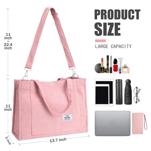 Image of Corduroy Tote Bag for Women Small Satchel Bag Mini Tote Bag Aesthetic Crossbody Handbag - School Work Travel Shopping