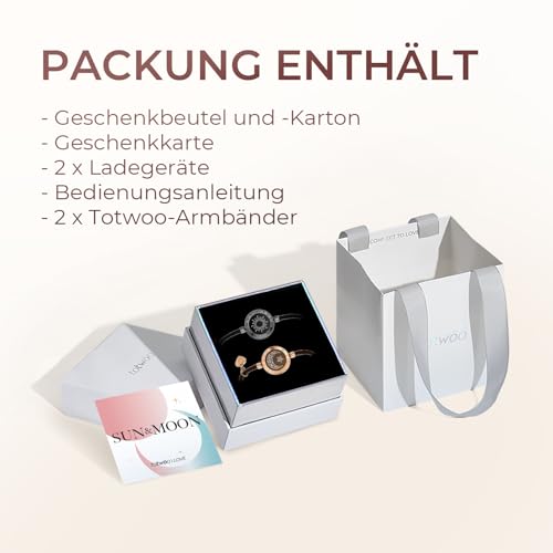 TOTWOO Intelligente Partnerarmbänder für Fernbeziehungen mit App-gesteuerter 1:1-Bluetooth-Kopplung – Valentinstagsgeschenk mit Leuchten und Vibration bei Berührung, gefertigt aus 316L-Edelstahl