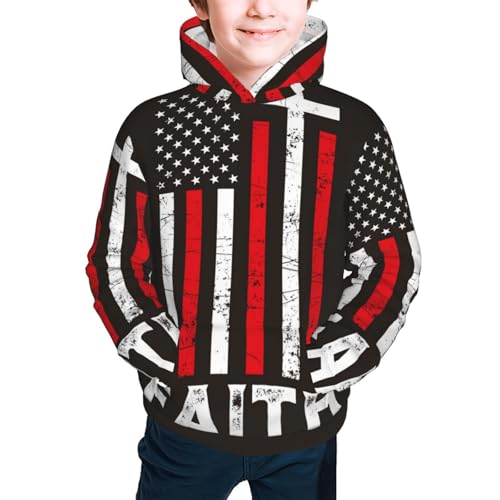 USA Flag Cross Kid Hoodies Boys Sweatshirts Girls Pullover with Pocket3