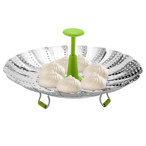 Genérico Cesta de Vapor para Olla - Utensilios de Cocina de Acero Inoxidable Plegable | con Mango Retráctil para Cocinar Verduras y Frutas - para Cocinar Verduras Frutas y Alimentos al Vapor en Casa