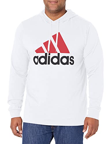 Image of adidas Men's Big & Tall Essentials Hoodie, White /Scarlet, XX-Large /Tall