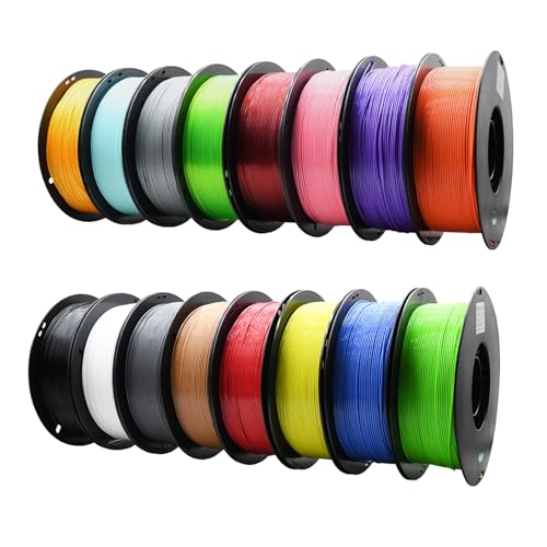 YUANEANG PETG 3D Printer Filament 1.75mm, 16-Color Set, Strong & Durable，Heat-Resistant, Low-Warp, Smooth Finish, Ideal for Functional Parts, Engineering Models & Large Multi-Color Printing Projects