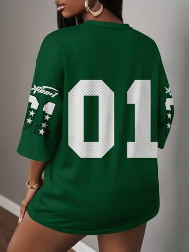 Image of RoseSeek Women's Jersey Shirts Number Graphic V Neck Football T Shirts Tops