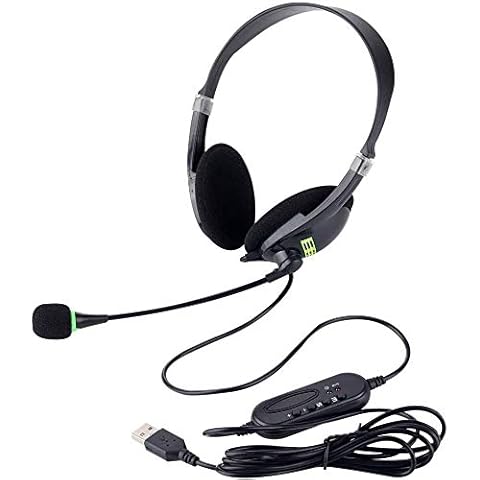 USB Headset with Microphone,Makida Noise Cancelling & Audio Controls, Stereo PC Headphone for Business Skype Call Center Office Computer, Clearer Voice, Super Light, Ultra Comfort Cover