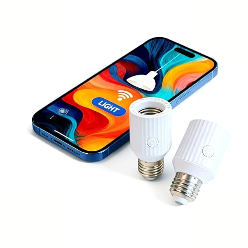 LoraTap Portalampada WLAN, set da 2 pezzi, adattatore intelligente E27 con controllo app Smart Life, compatibile con controllo vocale Alexa, adattatore luce WLAN per lampade da soffitto, armadi e