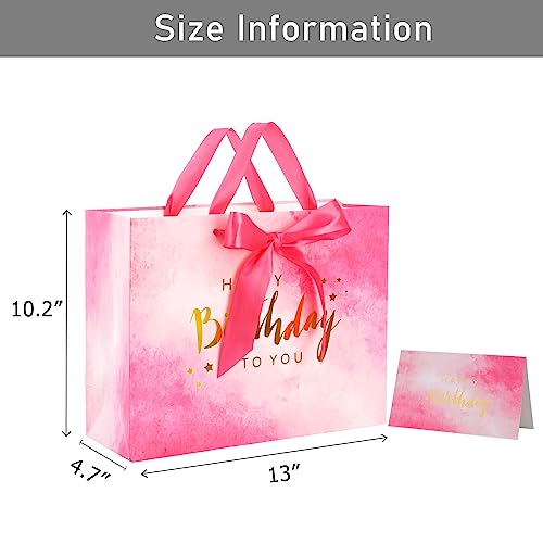 Nihuecne-13-Large-Birthday-Gift-Bag-with-Card-and-Tissue-Paper-Big-Pink-and-Gold-Birthday-Wrap-Paper-Gift-Bag-with-Satin-Ribbon-Handles-for-Girls-and-Womens-Birthday-Party