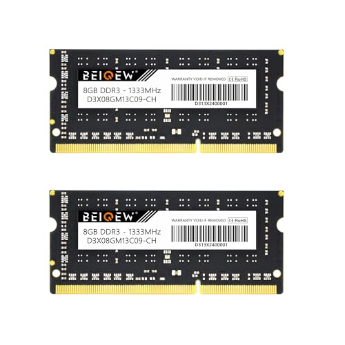 Image of DDR3 Ram 16GB Kit(2x8G) 1333MHz PC3-10600 DDR3L CL9 1.35V /1.5V Beiqew Laptop Computer SODIMM Memory 204-Pin Non-ECC Unbuffered Upgrade Memory Module