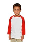 Monag Boys, Girls, Toddler Raglan Tshirt, Baseball T-Shirt, Kids Raglan Shirt, 2T White/Red