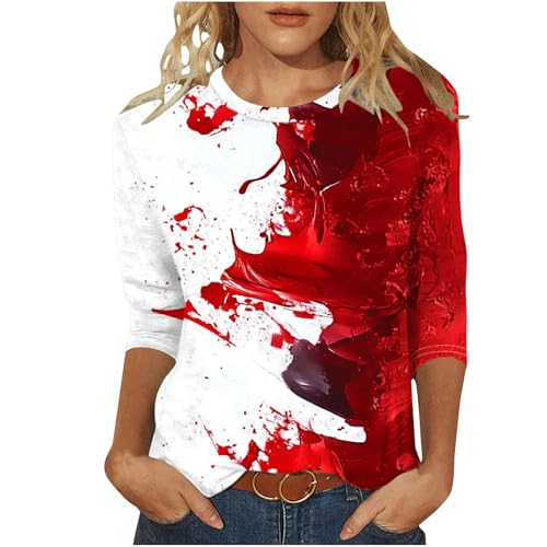 Image of Fourth of July Shirts for Women 3 /4 Sleeve Summer Tops American Flag Print T Shirt Patriotic 4th of July Shirts 2025